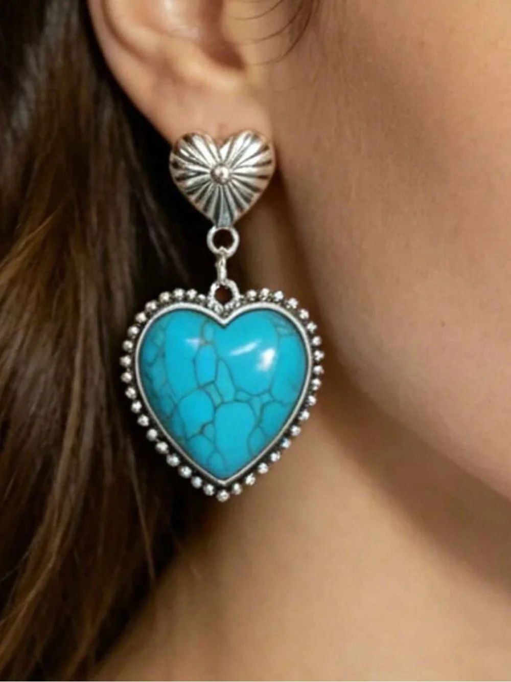 Heart Drop Dangle Earrings N2408